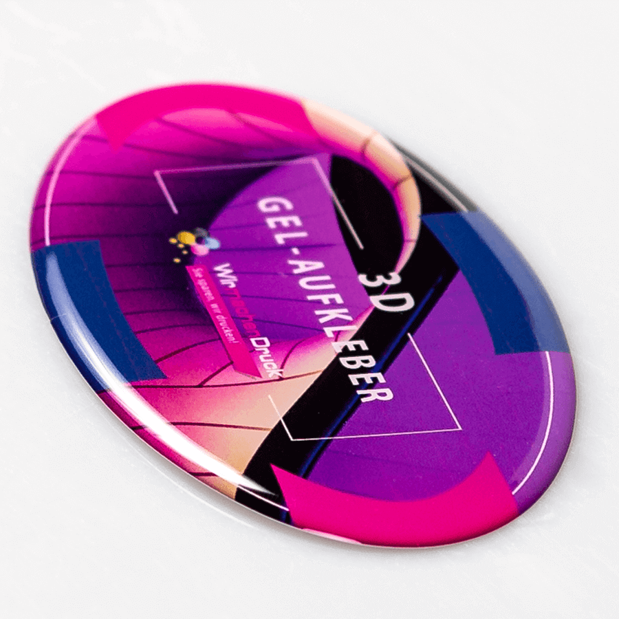 Individuell bedruckter 3D-Gel-Aufkleber mit ovaler Form