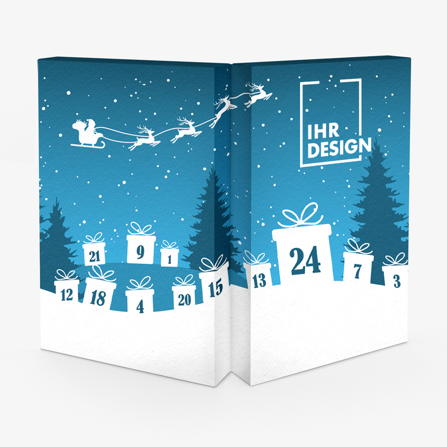 Außenansicht eines offenen Adventskalenders in Buchform