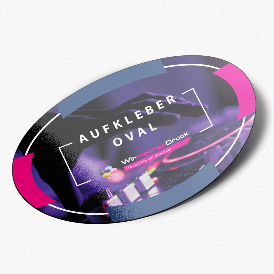 Ovaler Aufkleber einseitig bedruckt mit personalisiertem Motiv