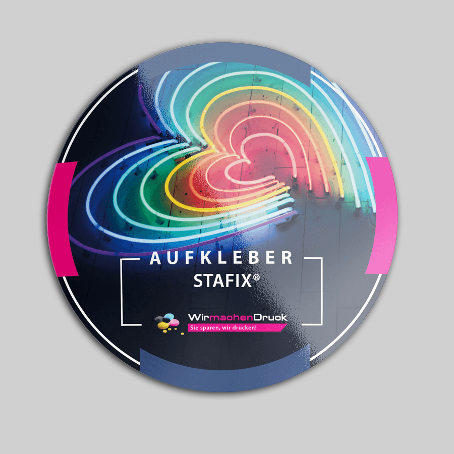 STAFIX-Aufkleber rund mit Wunschdesign bedruckt