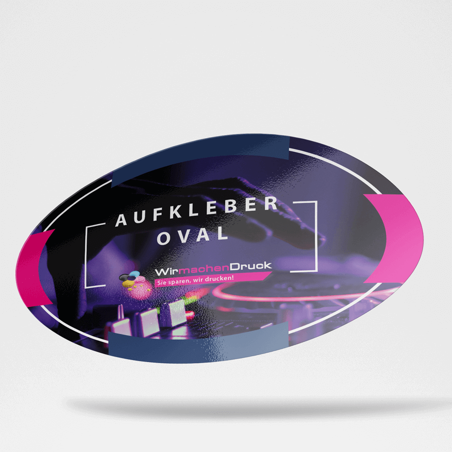 Ovaler Aufkleber statisch haftend, hochwertig und 4/0-farbig bedruckbar