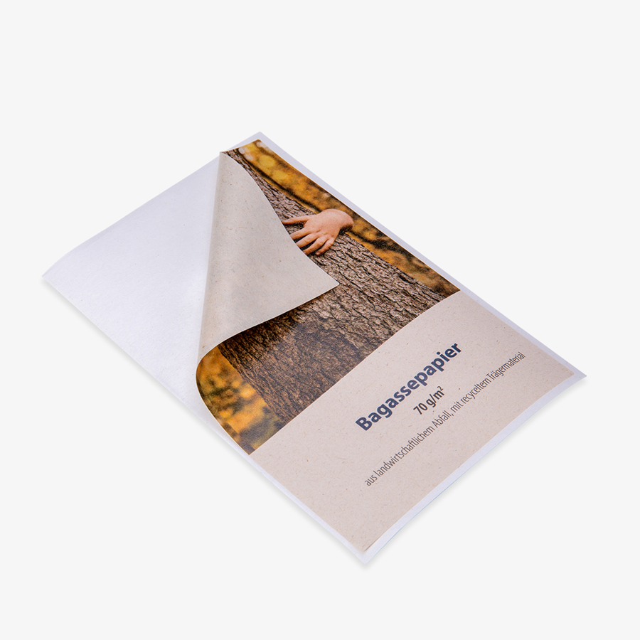Individuelle Etiketten und Aufkleber aus nachhaltigem Bagassepapier, mit hochwertigem Druck