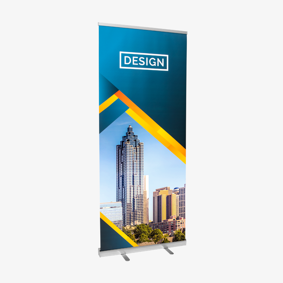 Praktisches Basic-Roll-up-Banner mit Wunschmotiv in der Größe 85 x 200 cm