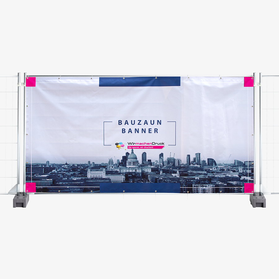 Individuell bedrucktes Bauzaunbanner aus Frontliv (PVC) mit Ösen
