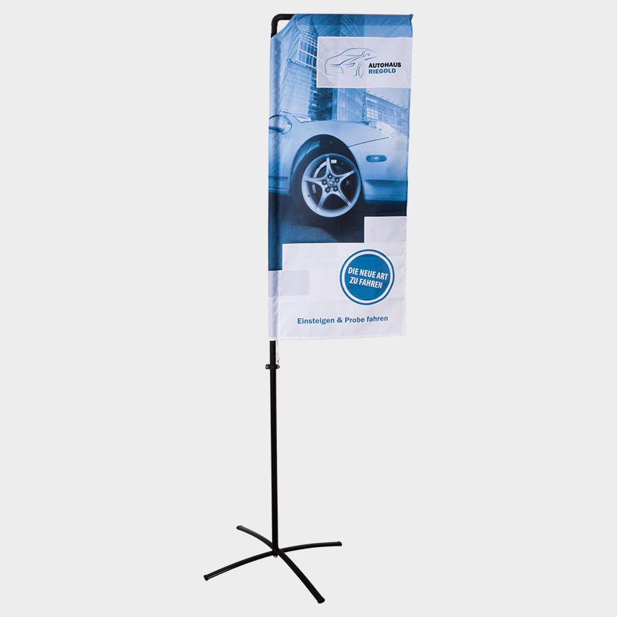 Beach-Squareflag mit bedrucktem Mastkanal im eigenen Design