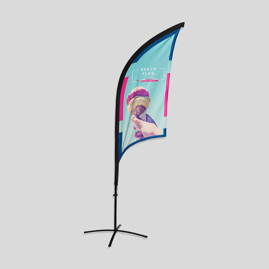 Konkave Beachflag, hochwertig und individuell bedruckbar
