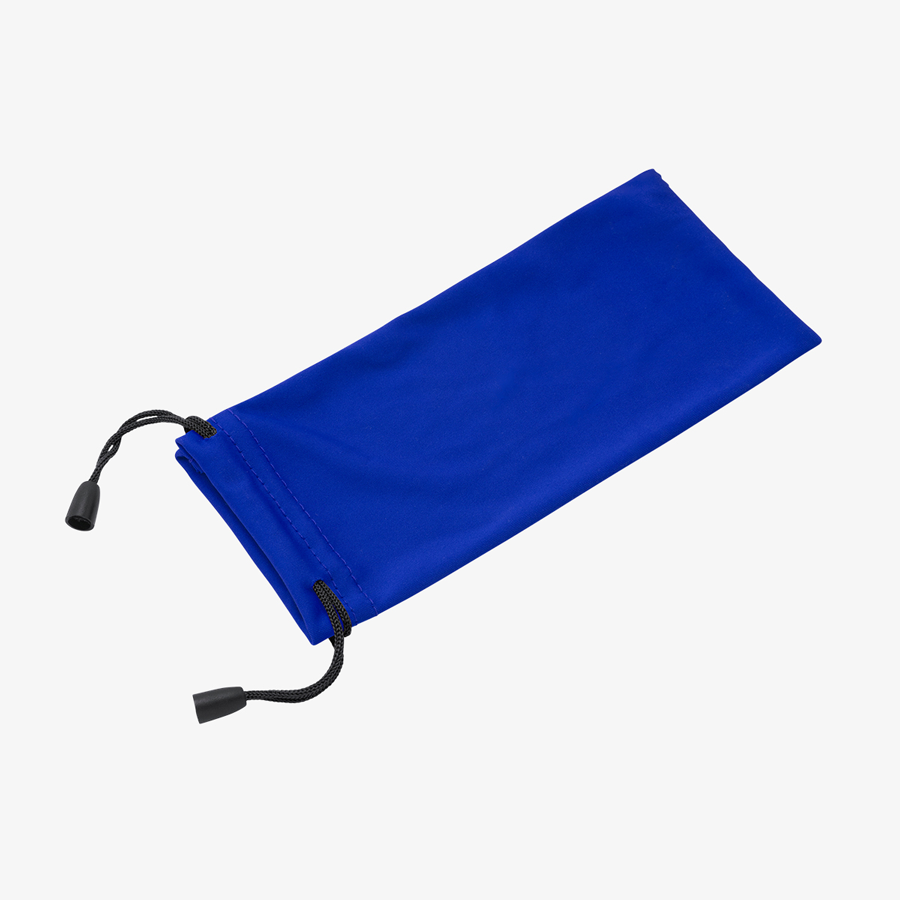Blaues Brillenetui aus Polyester mit Kordelzug, unveredelt