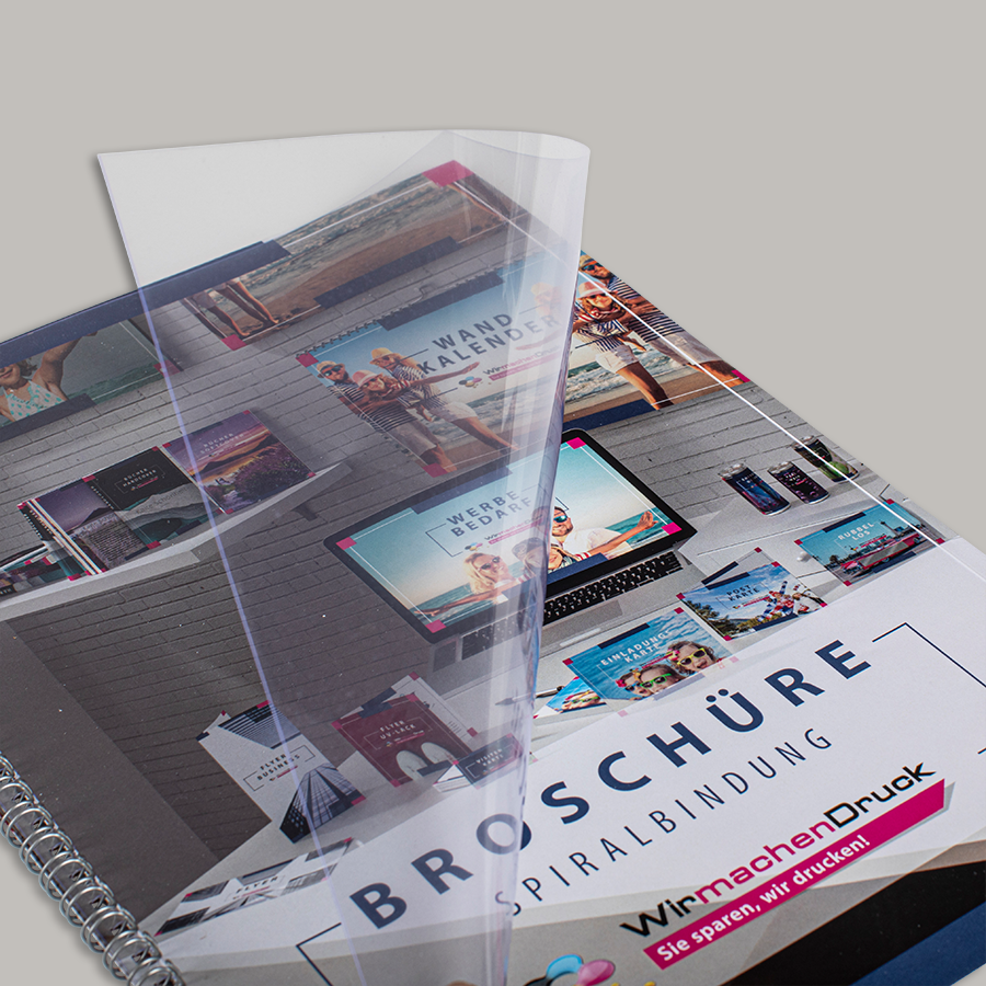 Broschüre mit Spiralbindung und transparentem Deckblatt