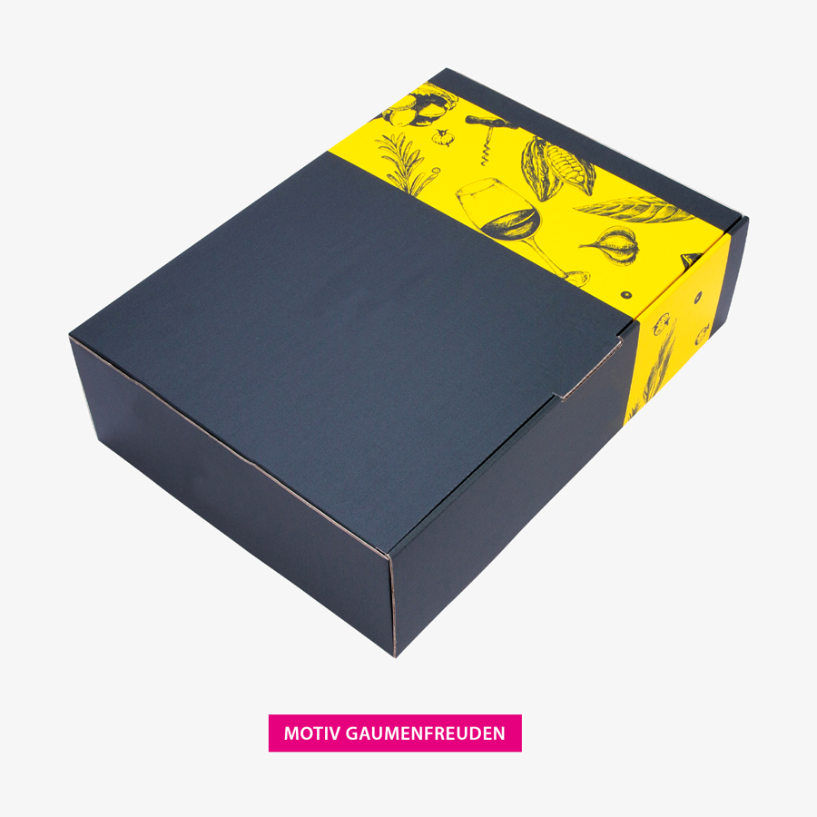 Präsentbox, geschlossen im Design Gaumenfreuden