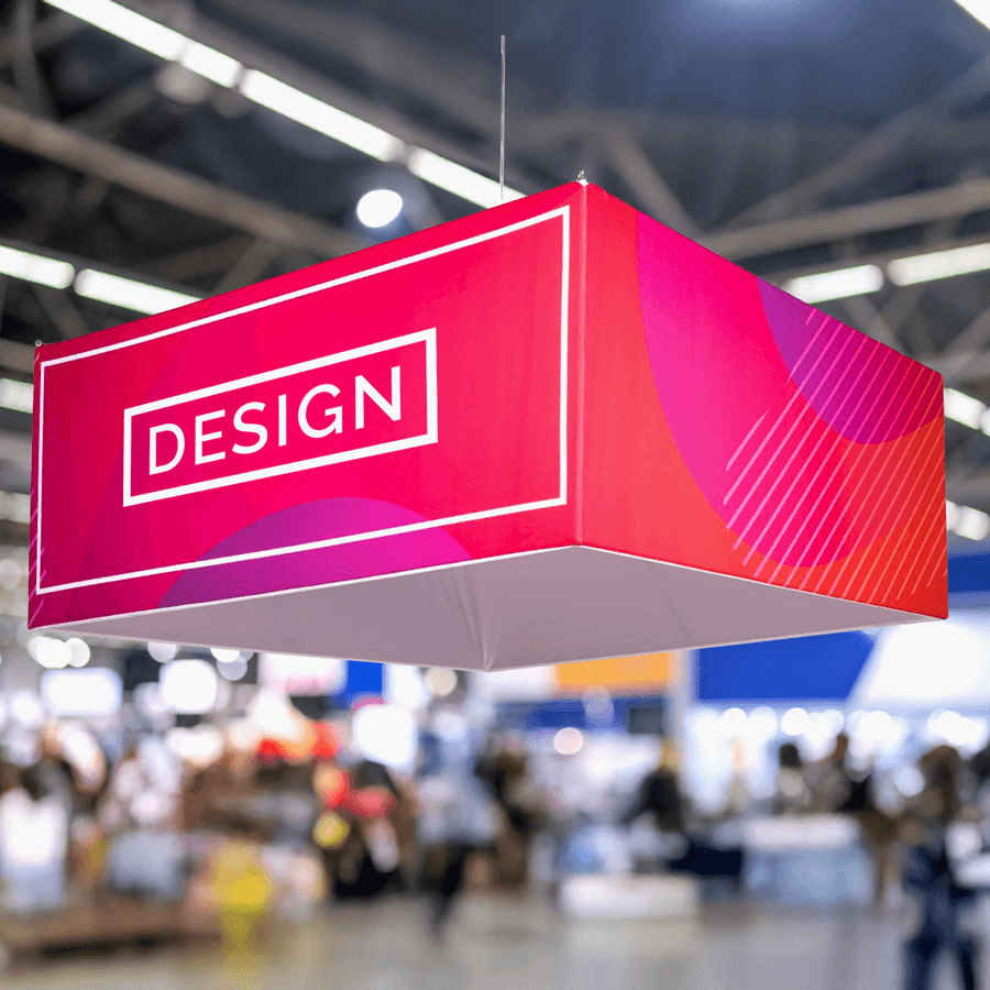 Rechteckiger 3D-Deckenbanner mit 4/0-farbigem Thermosublimationsdruck