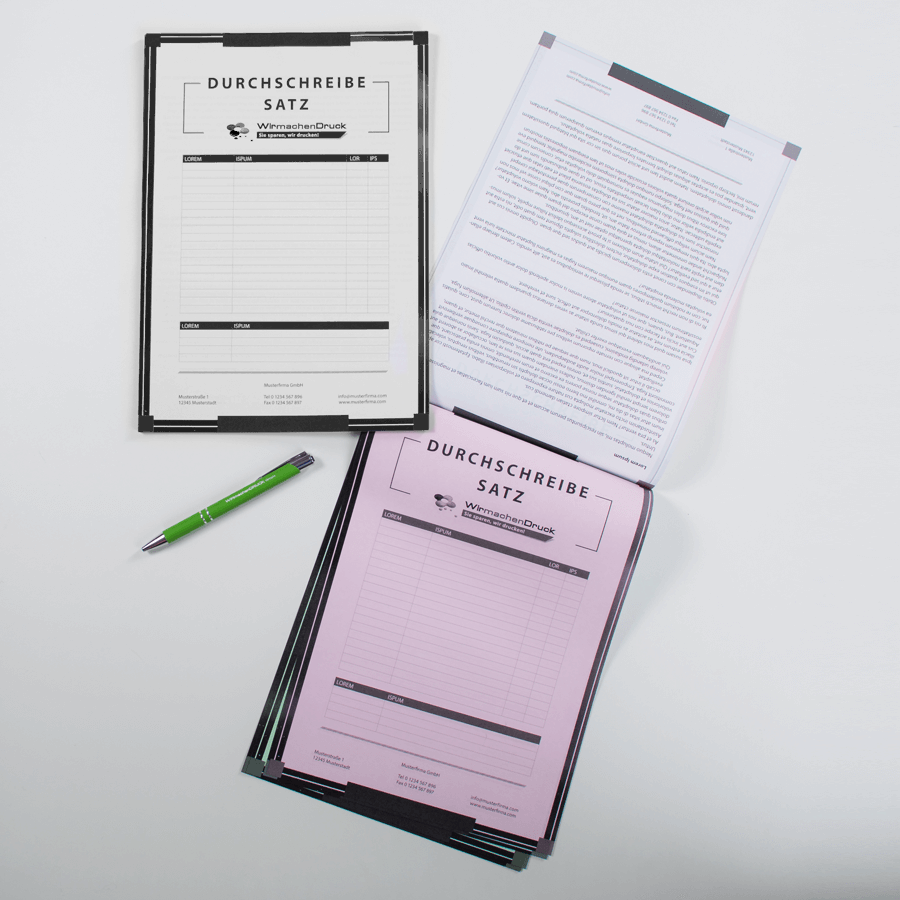 1/0-farbig bedruckter Durchschreibesatz im Hochformat