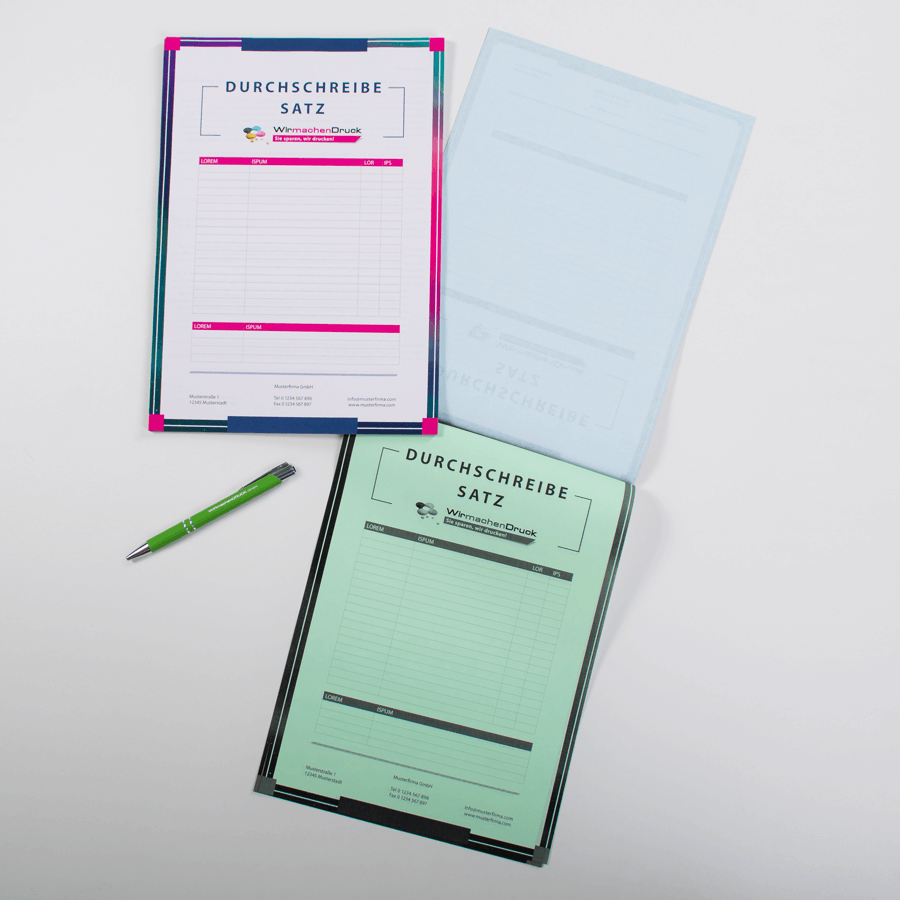 Durchschreibesatz im Hochformat, individuell bedruckbar