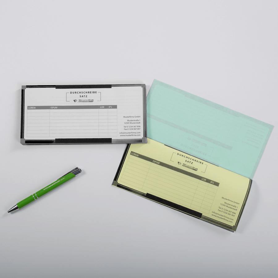 1/0-farbig bedruckter Durchschreibesatz in Querformat