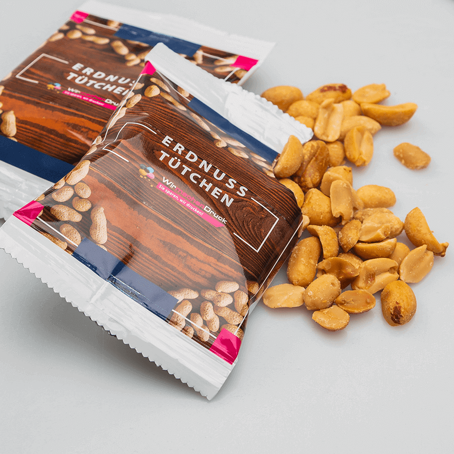 Erdnuss-Tütchen mit individueller und 4/0-farbig bedruckbarer Verpackung