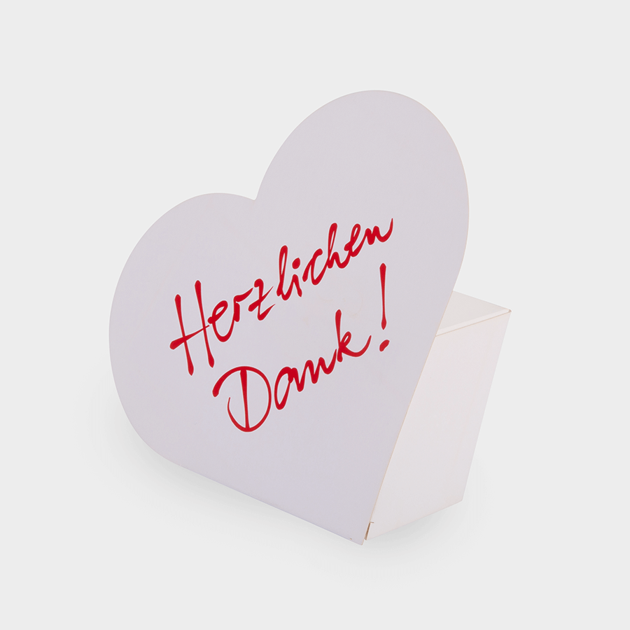 Hochwertige Faltschachtel in Herzform mit individuellem Druck