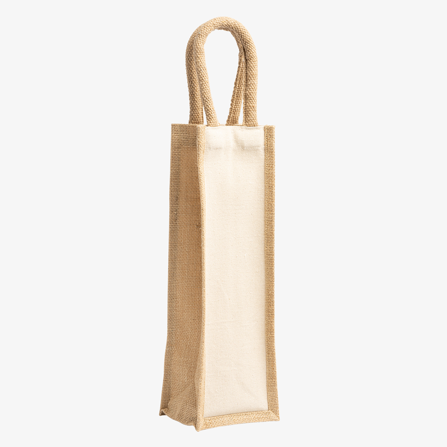 Unbedruckte Flaschentasche aus Jute, Personalisierung im Wunschdesign möglich 