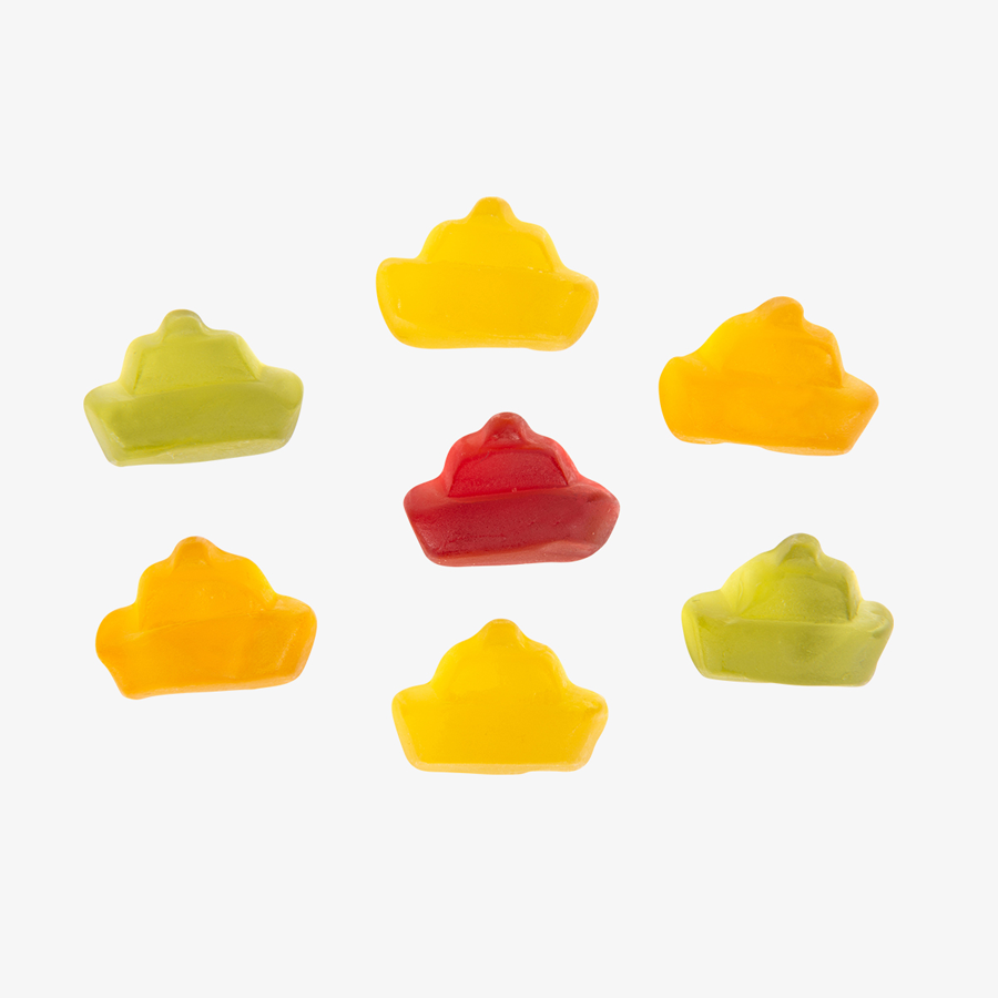 Leckere Fruchtgummi-Schiffe, geschmacklich und farblich gemischt