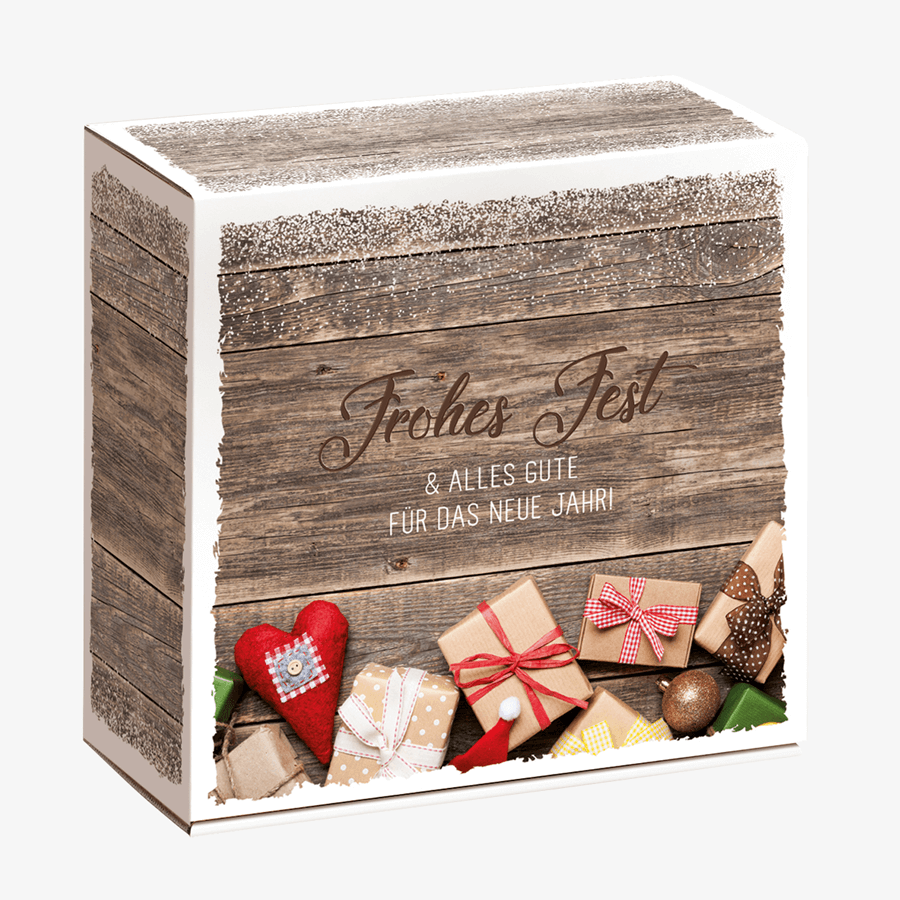 Mittlere Geschenkbox (19,8 x 19 x 9,9 cm) mit Weihnachtswünsche-Motiv
