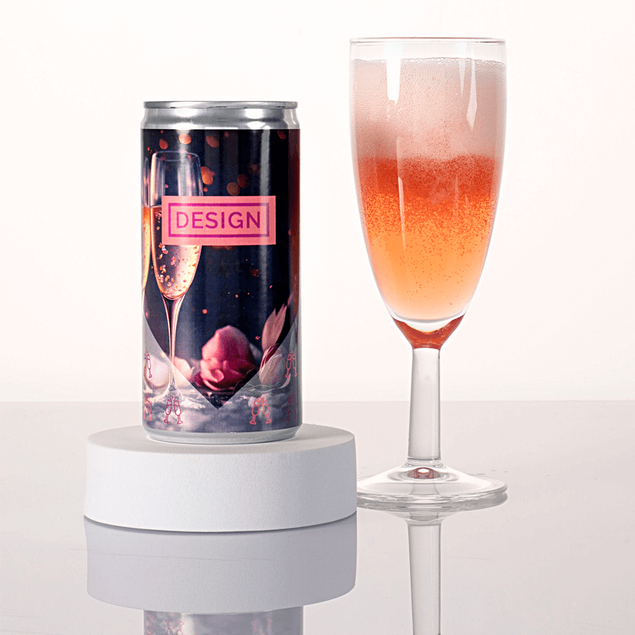 Secco Rosato in Getränkedose mit bedrucktem Etikett, Serviervorschlag