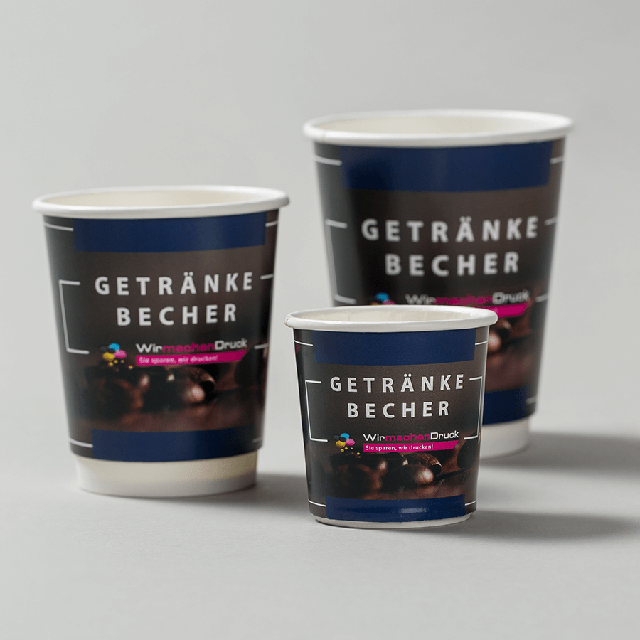 Pappbecher in verschiedenen Größen, individuell bedruckt mittels Offset- oder Flexodruck