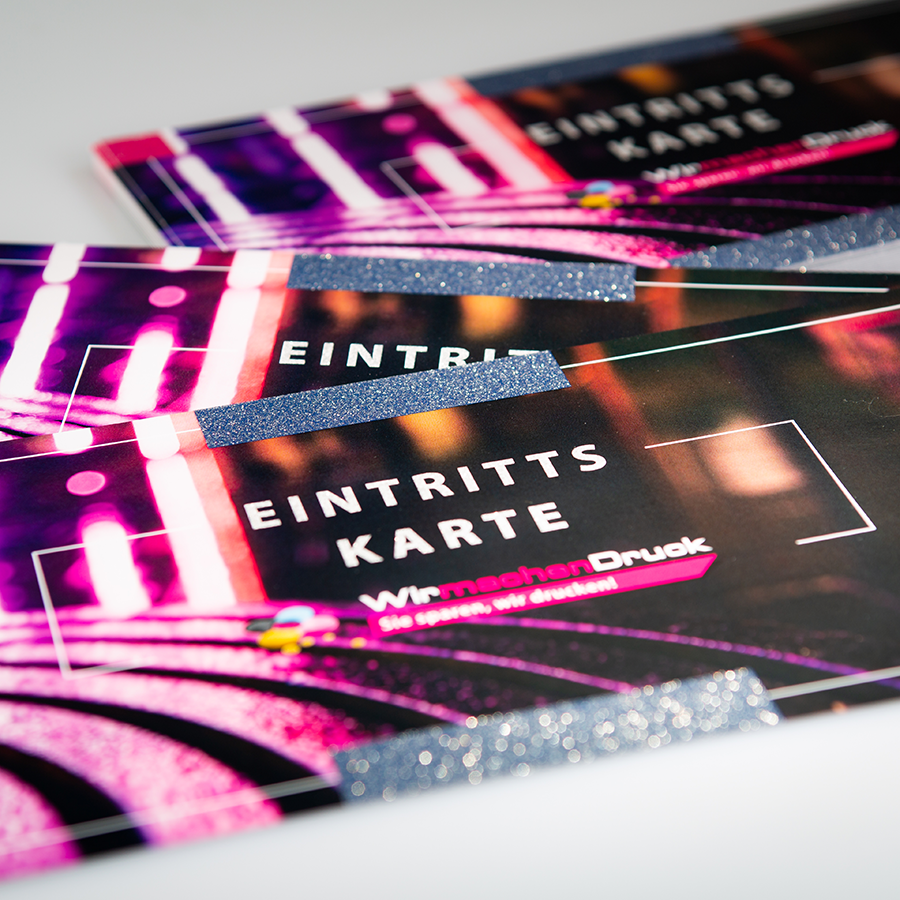 Eintrittskarten mit partiellem Glitzerlack bedruckt