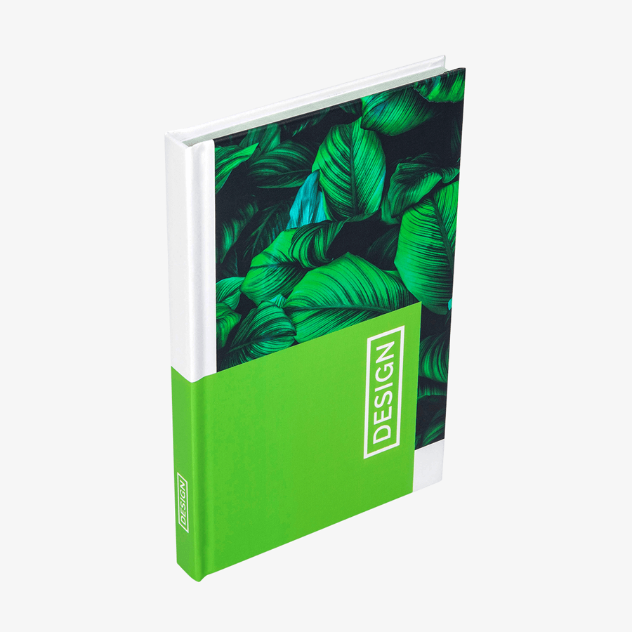 Individuell bedrucktes Hardcover-Buch mit geradem Rücken im Format 13,5 x 21,5 cm