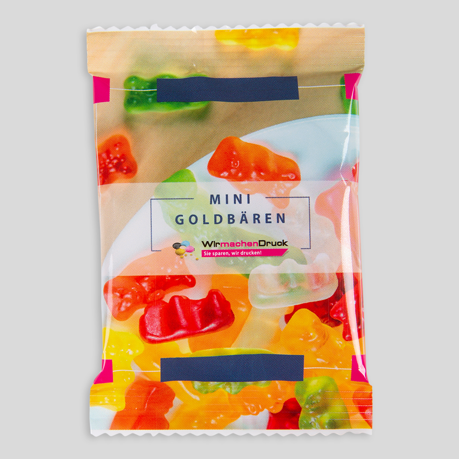 HARIBO-Mini-Goldbären in Tüten mit individueller Druckfläche von 62 x 90 mm