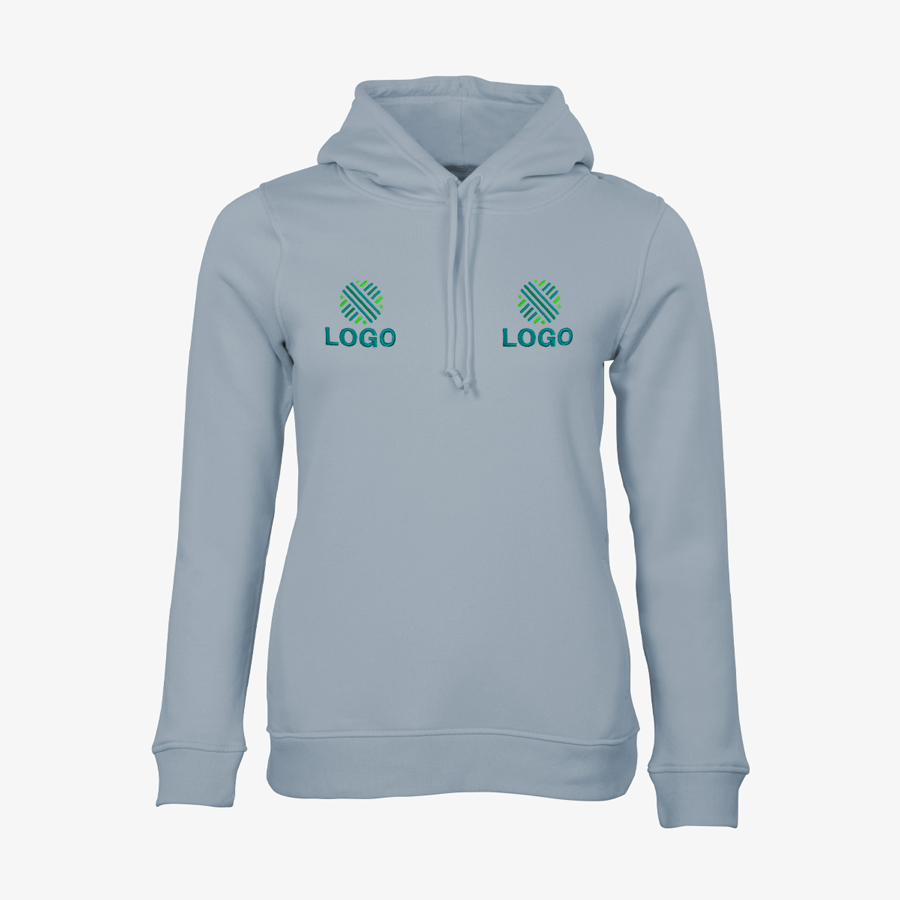Organic-Hoodie von B&C Collection für Damen, auf der linken und rechten Brust bestickt
