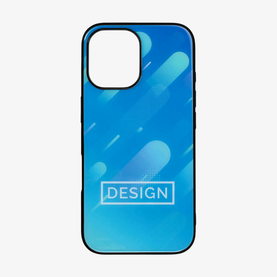 Individuell bedruckte Handyhülle für das iPhone 16 in der Rückansicht