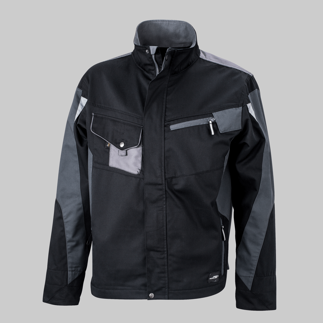 Premium-Arbeitsjacke von James & Nicholson mit vielen Taschen, individuell bestickbar