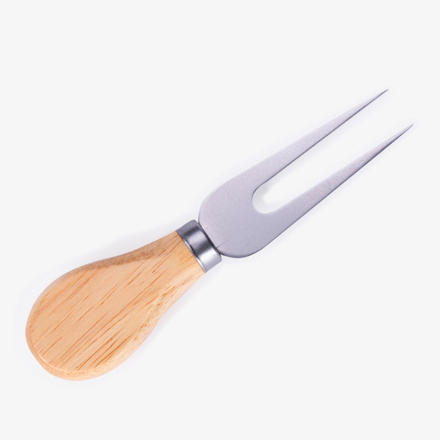 Käsegabel aus Edelstahl mit Holzgriff, aus Käsemesser-Set im Etui