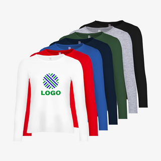 Basic-Langarmshirts für Damen von B&C Collection, mit 2-farbigem Siebdruck
