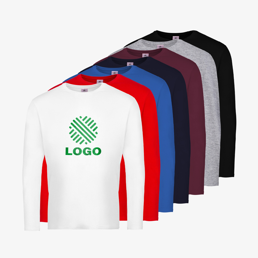 Premium-Langarmshirts für Herren in vielen Farben von B&C Collection, mit Digitaldruck
