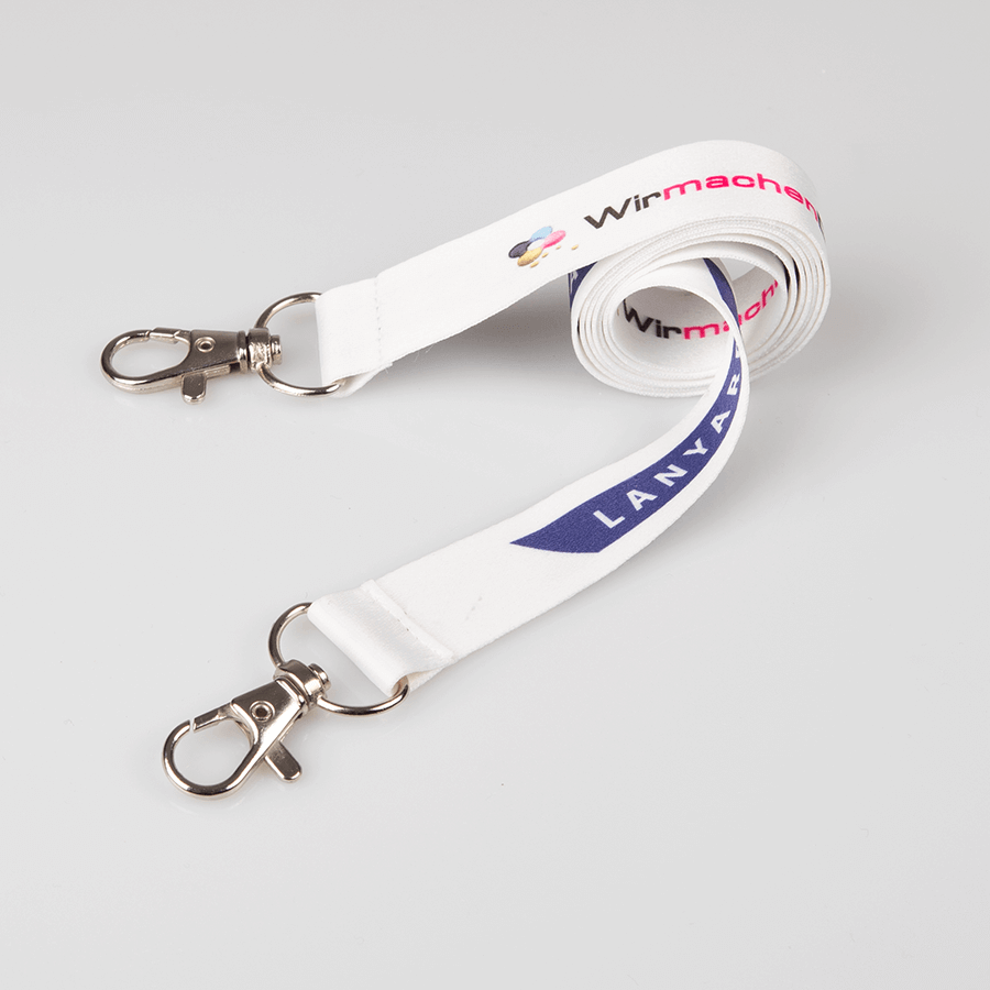 Lanyards und Schlüsselbänder mit zwei Haken individuell und günstig bedrucken