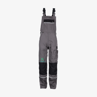 Grau Basic-Latzhose mit individueller mehrfarbiger Stickerei