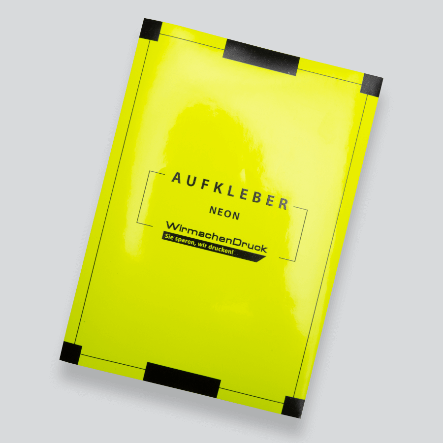 Gelber Neon-Aufkleber im Hochformat und mit individuellem Druck