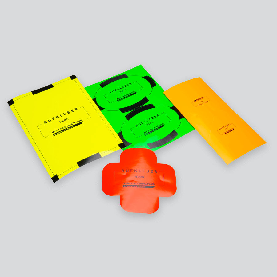 Leuchtende Neon-Aufkleber in verschiedenen Formen und Größen, mit hochwertigem Druck