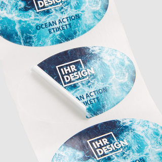 Ocean-Action-Etiketten, oval, im Wunschdesign bedrucken
