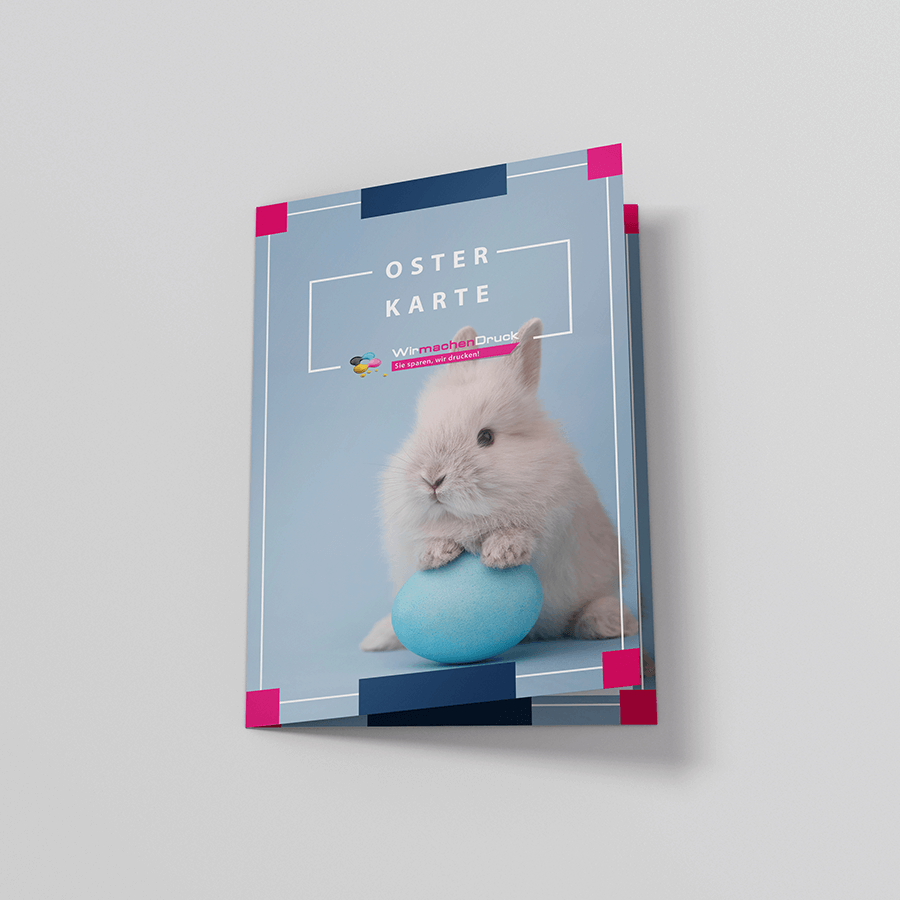 Osterkarte im Hochformat mit individuellem Wunschdruck und Mittelfalz
