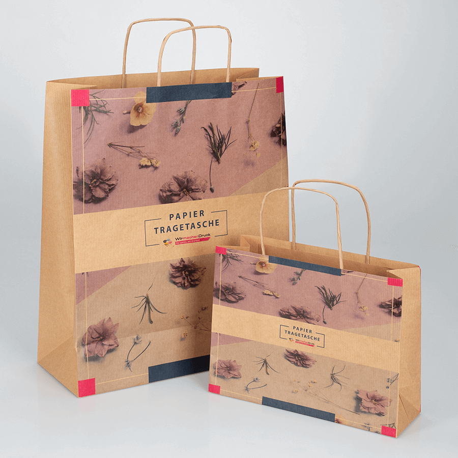Papiertüten aus recyceltem Kraftpapier, 4/0-farbig bedruckt
