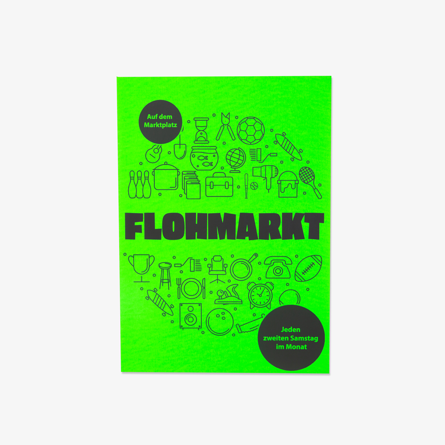 Neongrünes Plakat aus Neonpapier mit individuellem hochwertigem Druck