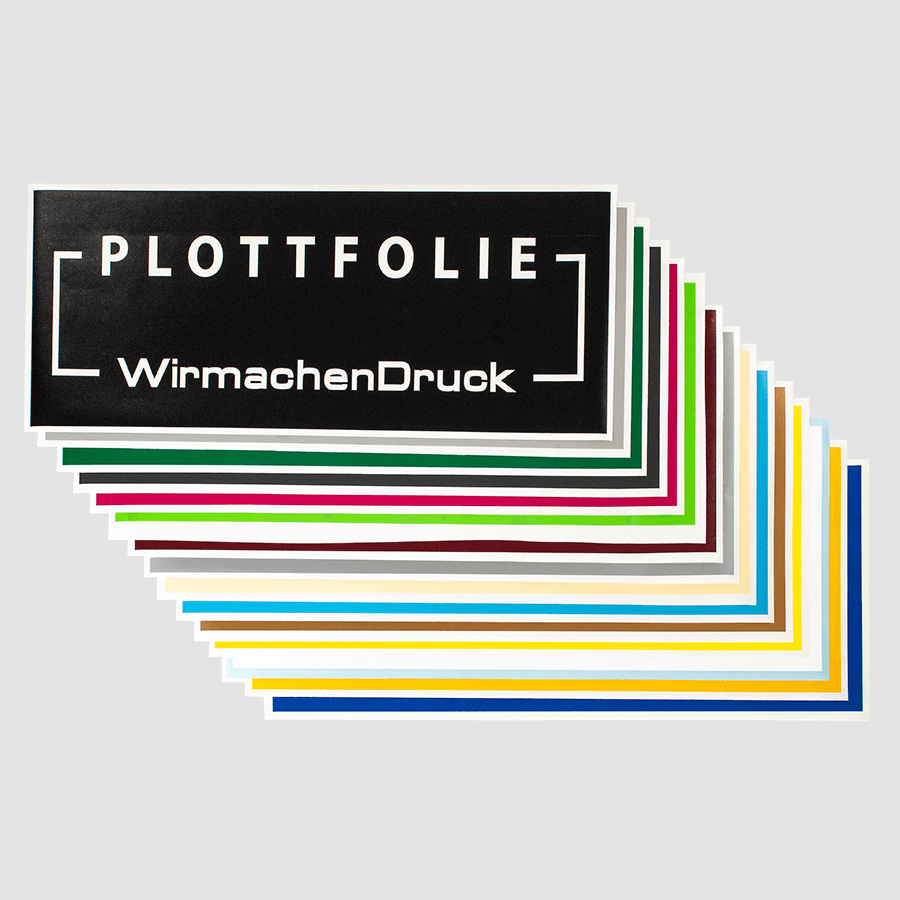 Auswahl von verschiedenfarbigen Plotterfolien mit individuellem Design