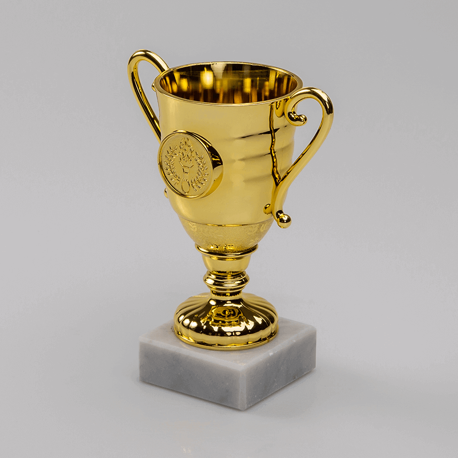 Goldener Pokal Kantharos aus hochwertigem Kunststoff und mit individueller Gravur