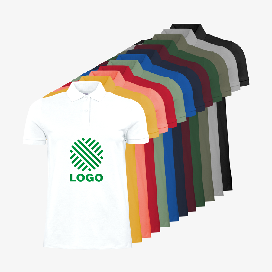 Poloshirts Damen Premium Sortiment B&C Digitaldruck Vorderseite mittig