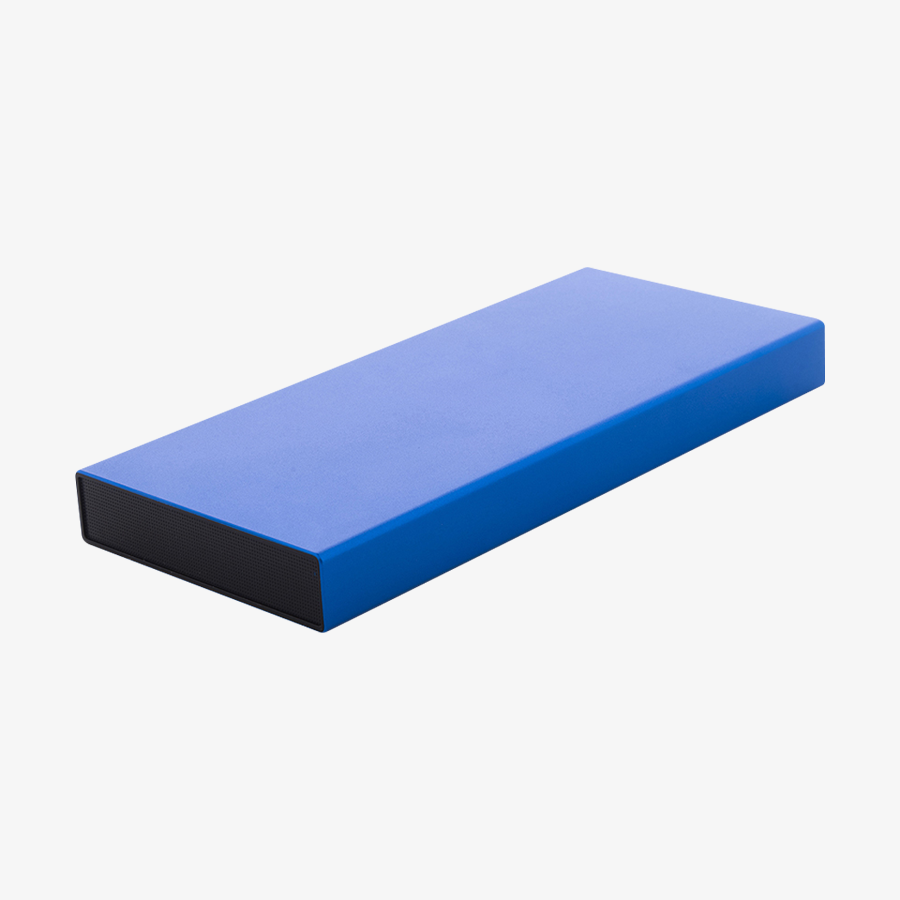 Unpersonalisierte klassische Powerbank in Blau aus recyceltem Aluminium mit 10.000 mAh Kapazität