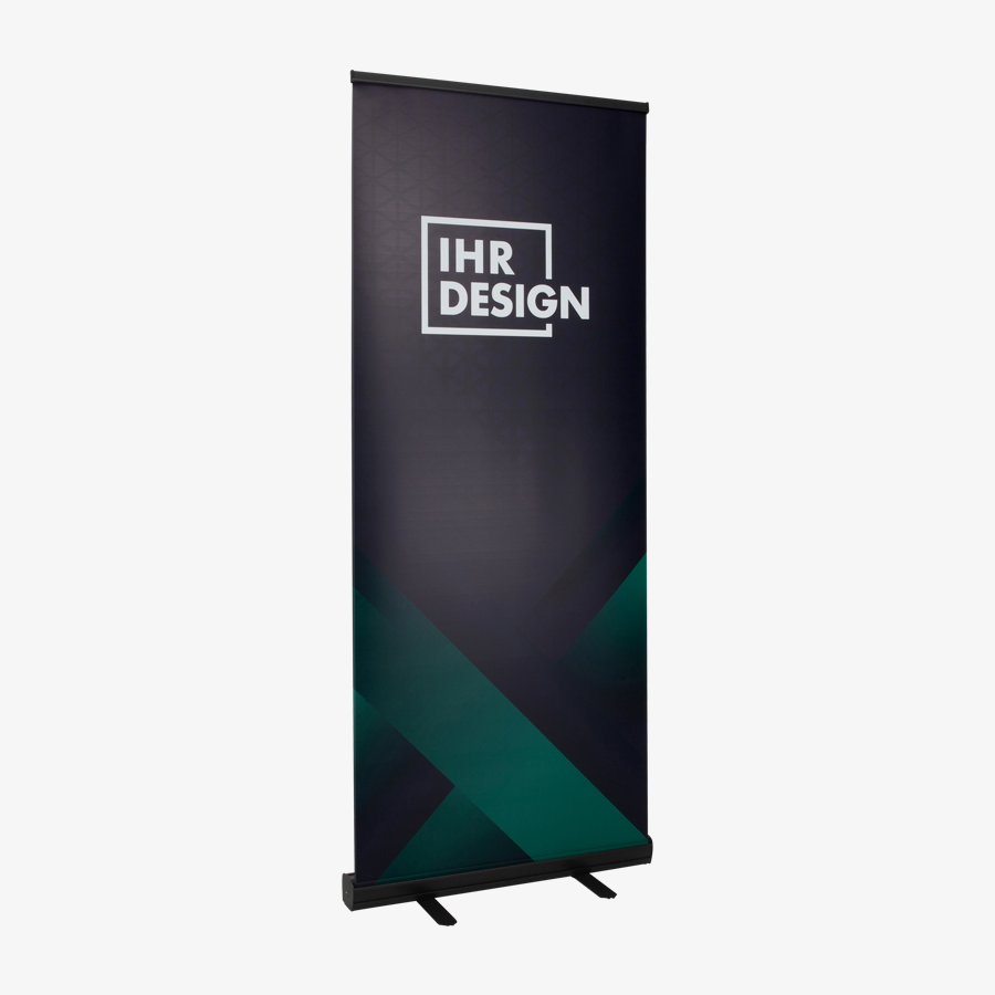 Vorderseite Topseller-Roll-up-Display (85 x 200 cm) mit schwarzer Kassette