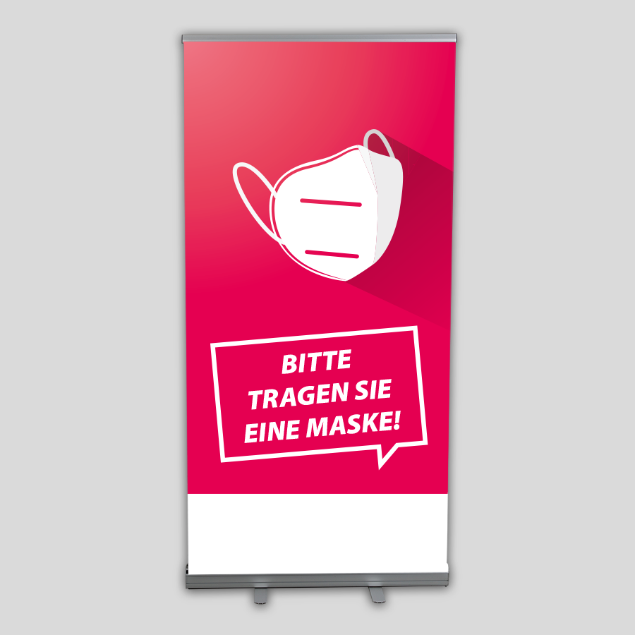 Roll-up-Display mit Motiv Maskenpflicht, praktisches COVID-19-Sicherheitsprodukt