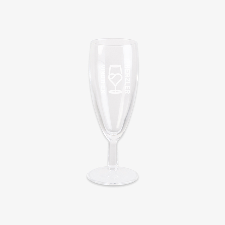Graviertes Sektglas mit 14,5 cl Füllmenge und einer Höhe von 157 cm