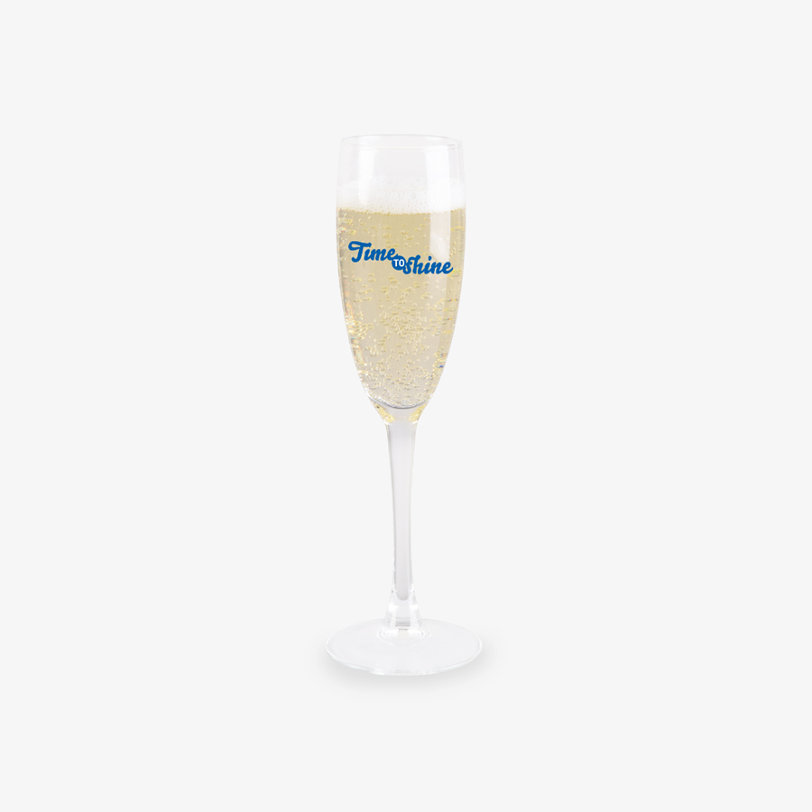 Sektglas VIN mit Füllstrich und einfarbigem Siebdruck, Frontalansicht