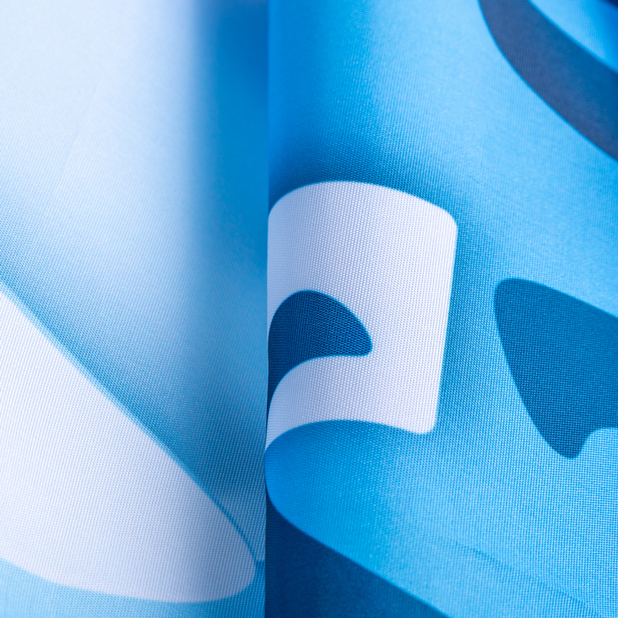 bedruckte Beachflag und Snowflag weitere Detailansicht
